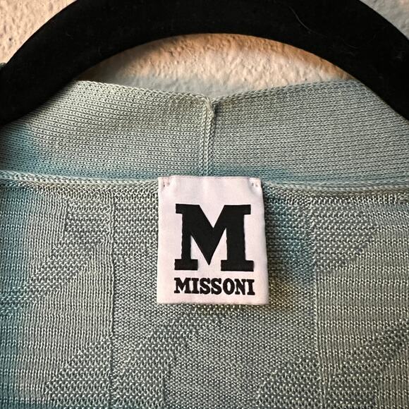 Missoni Swirl Knit Light Blue Open Front Cardigan Size 42 - Picture 4 of 6